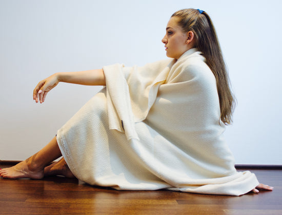 Luxus Kaschmir Plaid LOUNGE - Creme