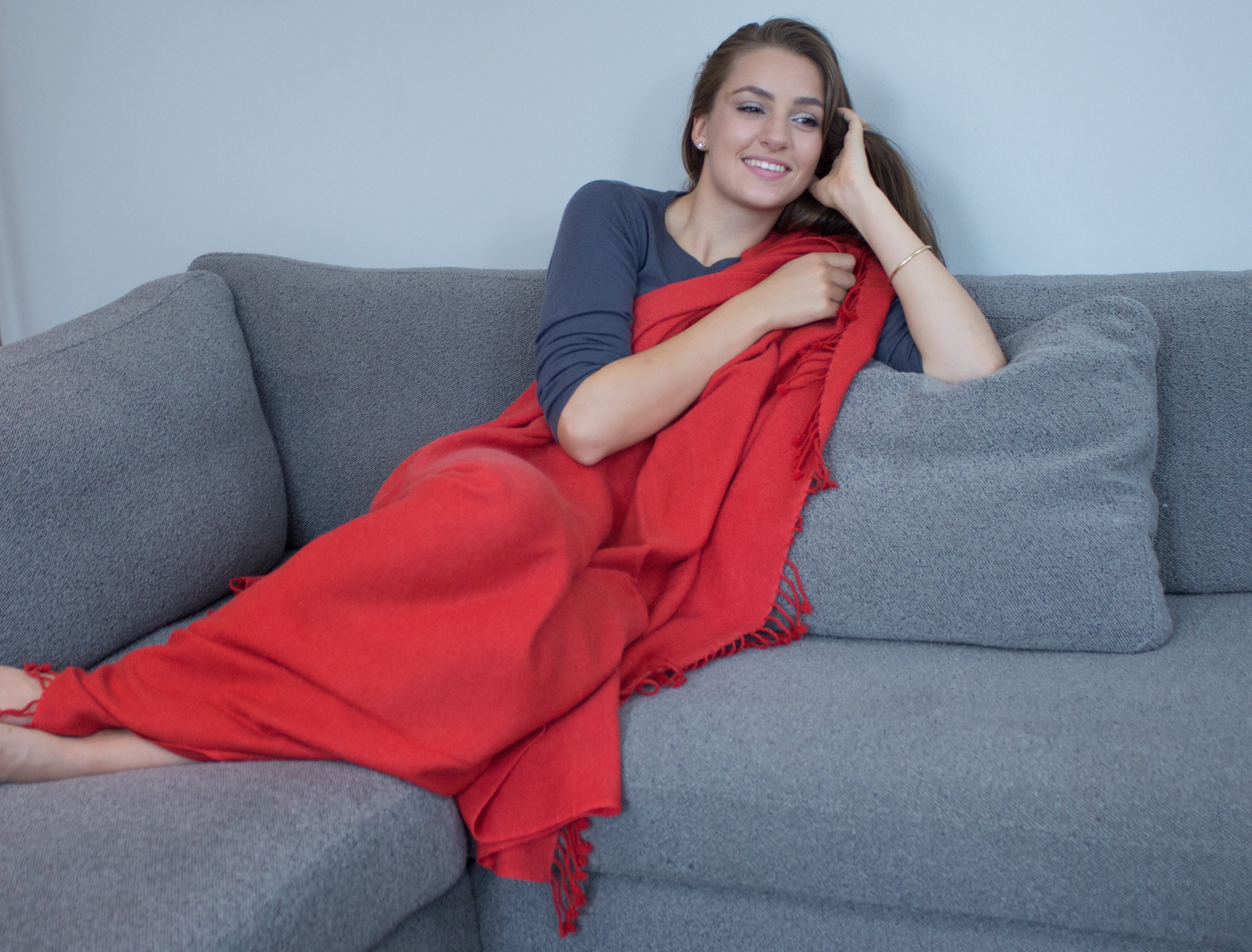 Cashmere Plaid LIVING - Coral Red